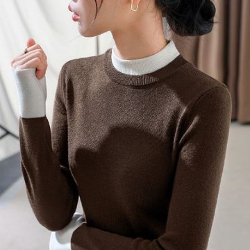 設計所在 專注內搭系列 半高領撞色針織衫假兩件毛衣(S-XL可選) I5Q2682-CS