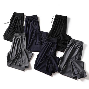 夏日空調褲！輕薄冰絲面料！外貿男裝運動速干彈力純色休閑長褲