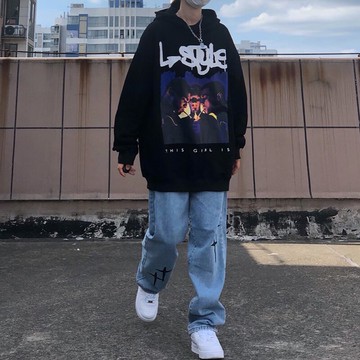 春秋薄款黑色衛衣女設計感小眾寬松ins潮牌oversize外套