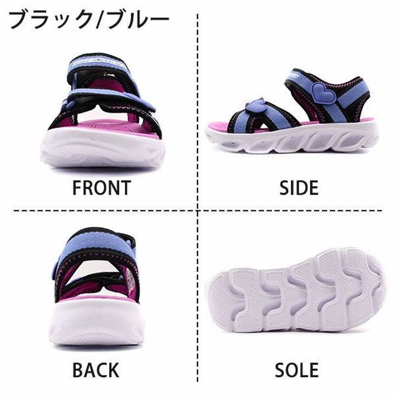 スケッチャーズ サンダル キッズ 子供 靴 黒 青 ブラック ブルー