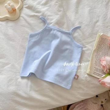 Mini baby🌷夏季吊帶背心女童上衣百搭純色可印花洋氣韓式童裝