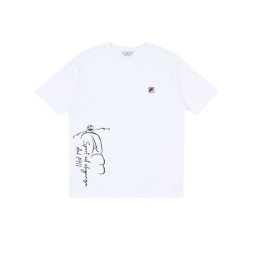 FILA 中性短袖圓領T恤-白色 1TEA-1401-WT