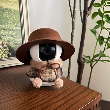 新上架👉攝像頭裝飾衣服復古格紋毛絨斗篷監控娃衣禮帽套裝高顏值10cm娃衣交換禮物 送朋友禮物