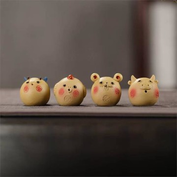 宜興紫砂茶寵創意手工可養茶玩小蜜蜂小雞小牛茶臺茶桌擺件