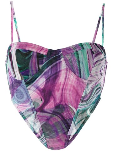 Marques'Almeida - swirl-print corset top - women - Spandex/Elastane - XS - Purple