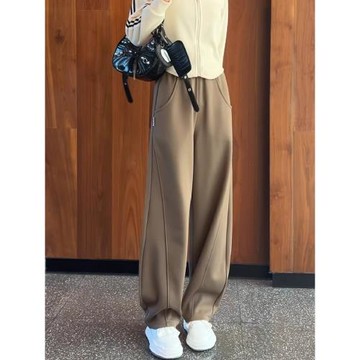 高腰窄版香蕉褲女秋冬2025新款爆款歐貨鐮刀褲小個子直筒闊腿褲子