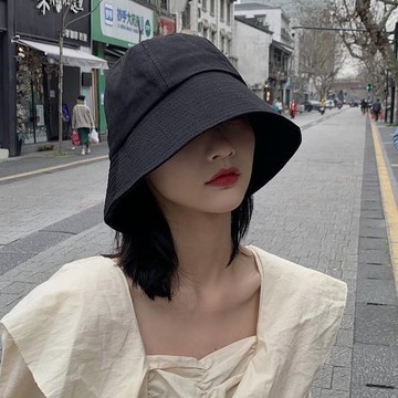 春夏圓頂薄款日系簡約純色漁夫帽水桶帽 72762