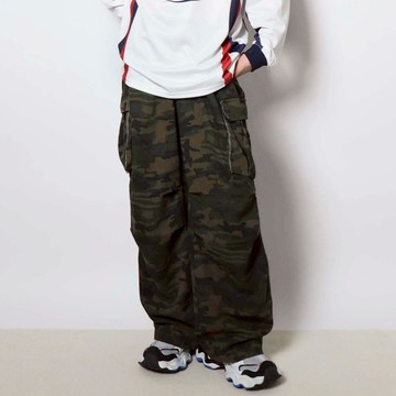 Blokecore 美式復古迷彩口袋工裝寬褲