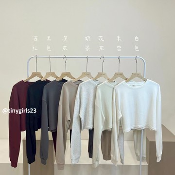 【太妮絲IA23】現貨 初秋 薄款 大學踢 大學t 短版上衣 酒紅色 聖誕節 圓領 基本款