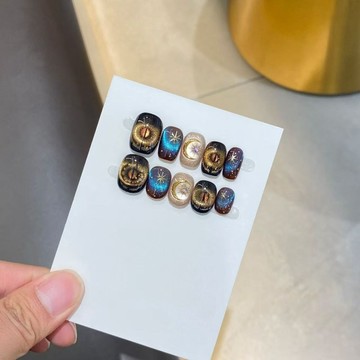 附工具包 [索論之眼]純手工穿戴美甲顯白26春夏星河希臘甜酷Y2k帶鉆暗黑系