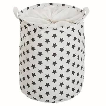 VERSA 收納洗衣籃 聚酯纖維棉尼龍材質  40 x 47cm  星星 白色 + 黑色