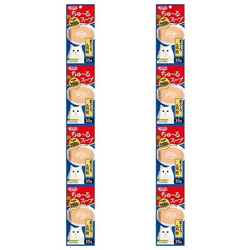 INABA CIAO 啾嚕 2000億乳酸菌4連包 貓咪湯包 35g  鮪魚+干貝  140g  2組