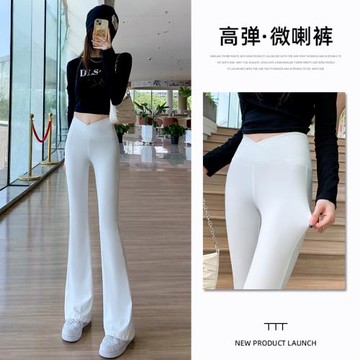 2026新款鯊魚褲微喇叭瑜伽褲女緊身彈力高腰顯瘦小個子提臀休閑褲