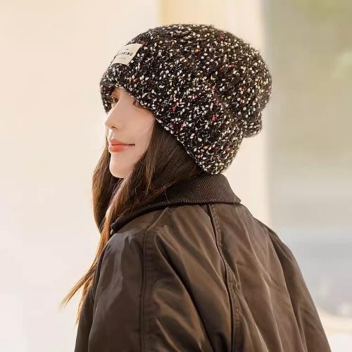 Acorn*橡果-韓系網紅小臉針織毛帽防曬機能帽套頭帽保暖帽1777(黑色)
