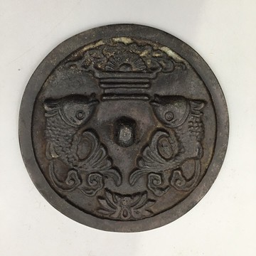 古玩青銅鏡 雙魚銅鏡 唐鏡 圓形銅鏡黃銅銅鏡 包漿老道 收藏 婚慶