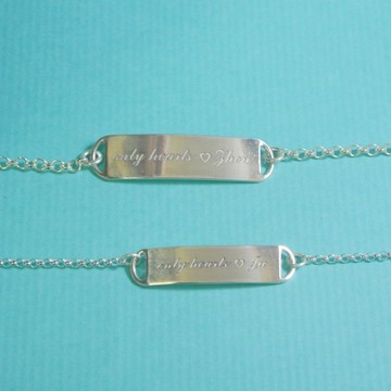 [聖誕節(交換禮物)][客製化]無限平片刻字 純銀手鍊(男女對鍊)