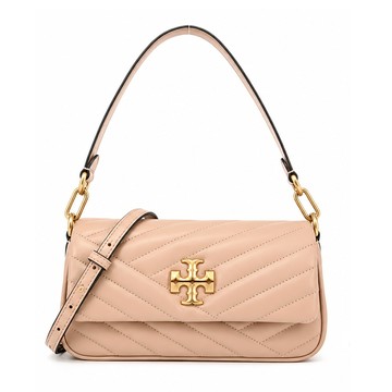 TORY BURCH KIRA 雙T字LOGO斜紋衍縫肩/斜兩用包-粉