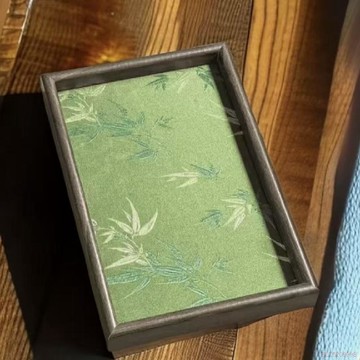 甄選好物🌈刺繡光影竹葉款托盤收納托盤置物盤小物件收納盤客廳桌面托盤
