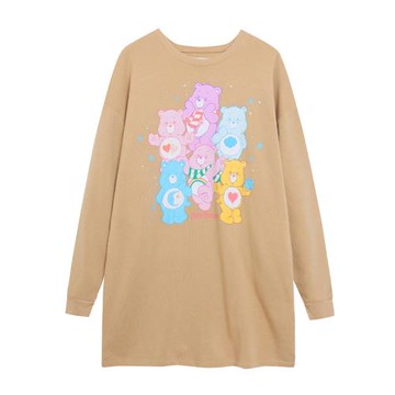 外貿可愛減齡青春卡通動漫印花圓領中長款衛衣加絨舒適做舊款上衣