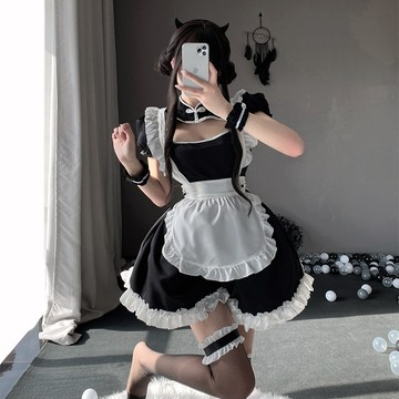 • 𝘔𝘖𝘔𝘖𝘕𝘈 •°🫧台灣現貨🫰馴服計劃 黑白萌系女僕套裝 LOLITA 女傭服 女僕裝 萬聖節 角色扮演 F521