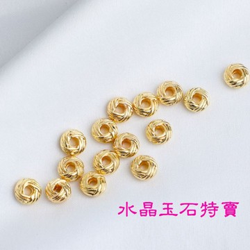 14K包金 隔珠 麻花隔珠 麻花纏繞隔珠 14k包金麻花隔珠 14K金隔珠 串珠材料  水晶設計#Y06