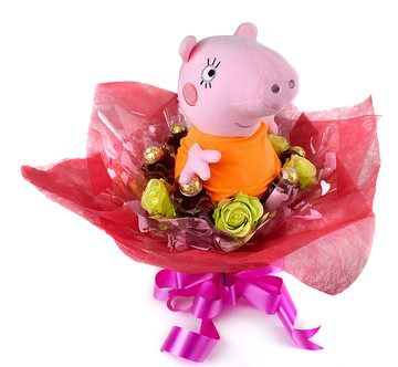 佩佩豬金莎捧花，情人節金莎花束/頒獎/畢業花束/畢業典禮/情人節禮物/送禮/捧花/節慶/婚禮小物/生日禮物/交換禮物/告白/求婚，X射線【Y888822】