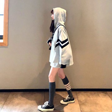 假兩件古著衛衣女韓版時尚百搭高領連帽寬松外套潮冬季新款【聚寶屋】