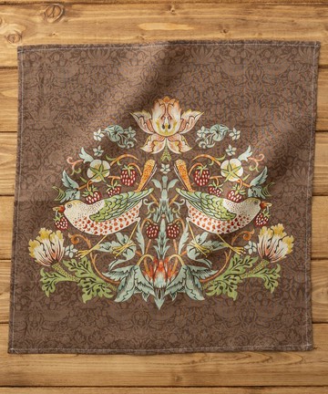 大麻手帕 William Morris 圖案 43×43cm 12. 棕色 - 草莓小偷