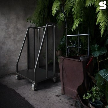 【 SHAONIANNA.TW 】消光霧黑鐵製餐盤回收推車 55x52.5x90cm – 活動輪附剎車多功能餐盤架 / 餐廳食堂收納運送架