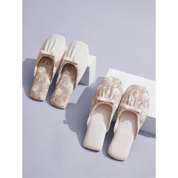 高檔綢緞春夏室內家居拖鞋包頭靜音防滑防水軟底全棉透氣吸汗法式