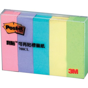 3M 利貼 可再貼 700CL-1 5色標籤紙