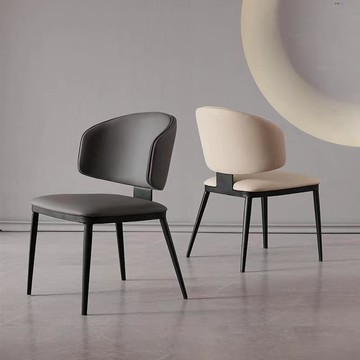 附發票 意式極簡貓抓皮餐椅現代簡約輕奢高端家用餐桌椅子酒店餐廳靠背椅