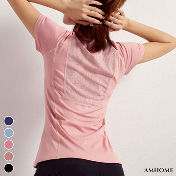 【Amhome】網紅健身薄網透氣跑步速幹彈力T上衣# 109948(現貨+預購)