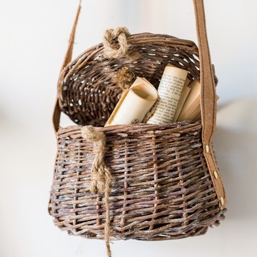掬涵 仿古做舊包包籃子裝飾花器吊籃壁掛時尚收納天然手工柳編