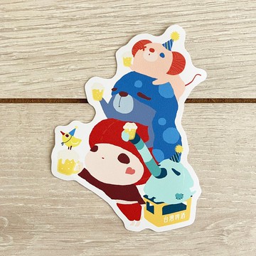 大張防水貼紙 / 乾杯萬歲 / 原創插畫 / 五個翅膀