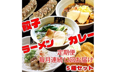 毎月 年12回お届け 本格ラーメン贅沢5種！！お店と変わらない味 カレー＆餃子