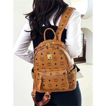 木子街鉚釘女時尚印花休閑雙肩包