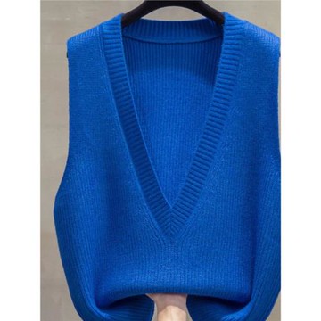 正品女裝哥家2025春秋新款寬松外穿深V領針織馬甲背心毛衣坎肩女