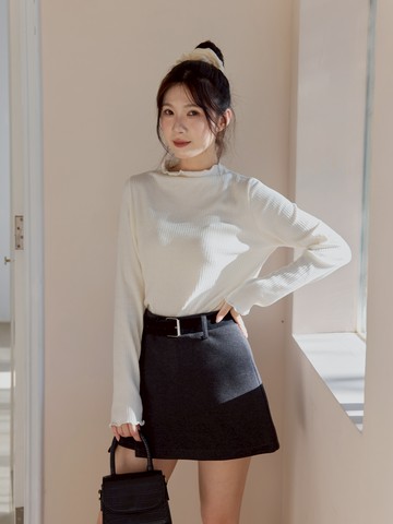 高腰開衩A字褲裙-附皮帶