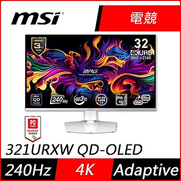 MSI微星 MPG 321URXW QD-OLED 32型 4K 240Hz HDR電競螢幕