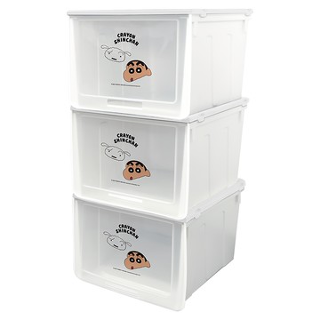 收納王妃 蠟筆小新 塑膠鞋盒3件組  小新小白 白色  1組