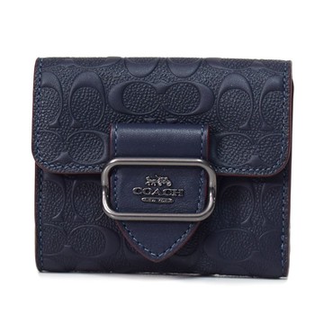 COACH 霧面浮雕LOGO壓紋按釦短夾