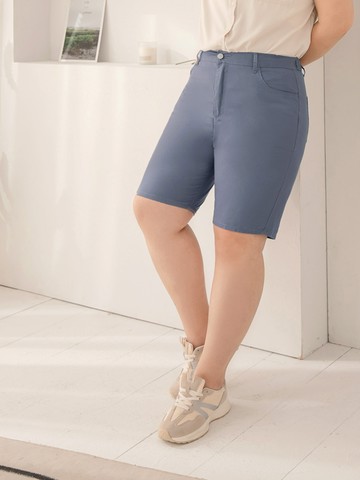 棉質牛仔後腰鬆緊開釦單車褲/馬褲