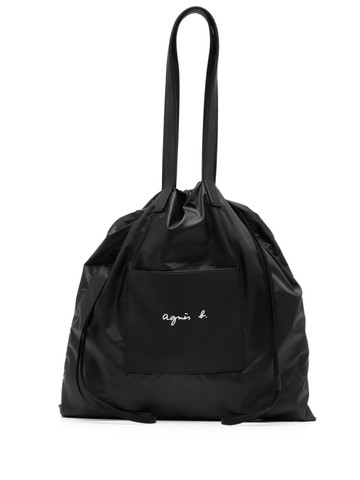 agnès b. - drawstring shoulder bag - unisex - Sheepskin/Polyester - One Size - Black
