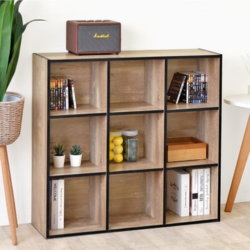 HOPMA家具 質感九格堆疊書櫃 台灣製造 多功能 收納置物櫃 儲藏玄關櫃 展示空櫃-寬90 X 深24 X 高85cm