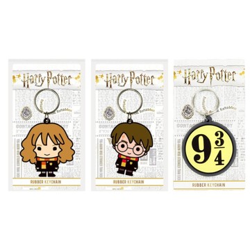 【哈利波特HARRY POTTER】Q版橡膠鑰匙圈-妙麗/哈利波特/9又 3/4月台【墊腳石】