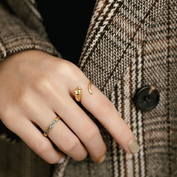 復古貓咪戒指 貓 戒指 貓咪