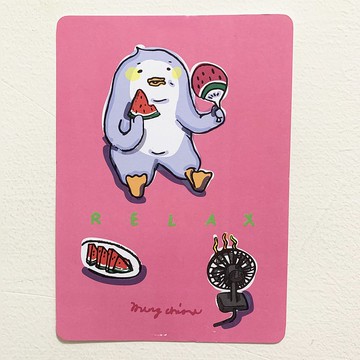 企鵝居家明信片-西瓜鵝