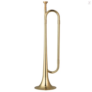 Toyutw)黃銅 C 號角號角鍍金小號騎兵喇叭帶吹嘴樂器初學者學校樂隊軍事管弦樂隊(18.7 英寸)
