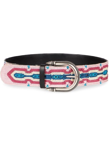 ETRO - adjustable embroidered-design belt - women - Calf Leather/Polyester - 85 - Pink
